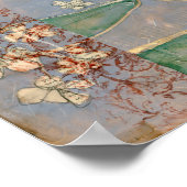 Weiße Blume im Zeitungspapier-Hintergrund Poster (Ecke)