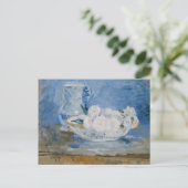 Weiße Blume in einer Schüssel Postkarte (Stehend Vorderseite)