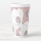 Weiße Blume in hellrosa Milchtasse (Vorderseite)