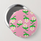 Weiße Blume in Rosa Button (Vorne & Hinten)