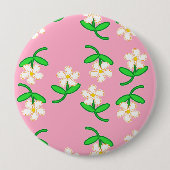 Weiße Blume in Rosa Button (Vorderseite)