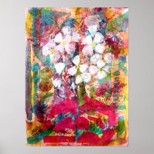 Weiße Blume in rosa Poster drucken