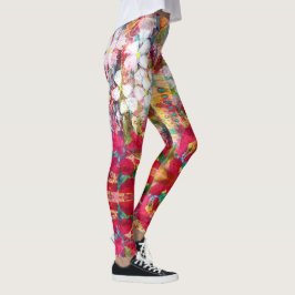 Weiße Blume in rosa Spitze Leggings