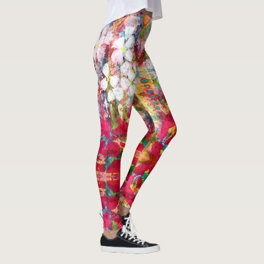 Weiße Blume in rosa Spitze Leggings (Rechts)