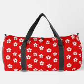 Weiße Blume in Rot Duffle Bag (Rückseite)