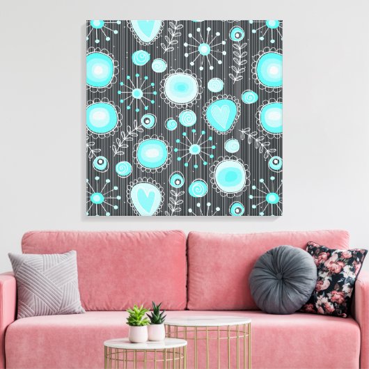 Weiße Blume in türkisfarbenen, ummantelten Canvas Leinwanddruck (Insitu (Wohnzimmer))