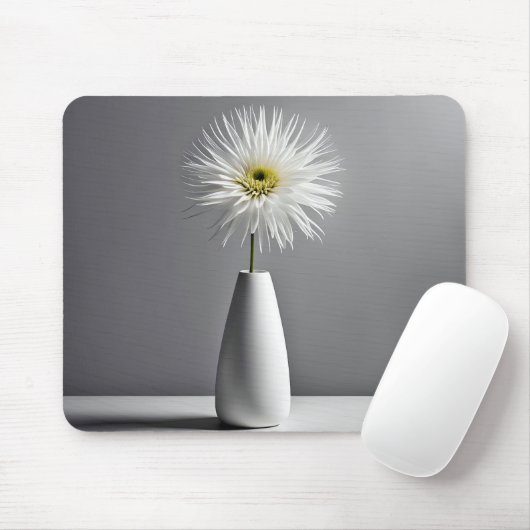 Weiße Blume in Vase-Einfachheit Mousepad (Mit Mouse)