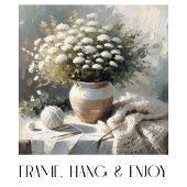 Weiße Blume in Vase & Knittern Poster