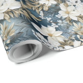 Weiße Blume in weißer Farbe, Aquarell Geschenkpapier (Rolleneckpunkt)