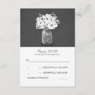 Weiße Blume Jar rustikale Hochzeitskarten RSVP Karte