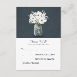 Weiße Blume Jar rustikale Hochzeitskarten RSVP Karte