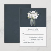 Weiße Blume Jar rustikale Hochzeitskarten RSVP Karte (Vorne/Hinten)