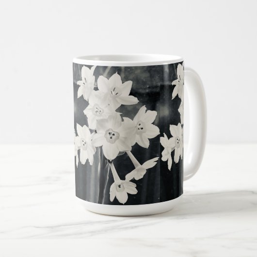 Weiße Blume Kaffeetasse (VorderseiteRechts)