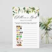 Weiße Blume Kinder buchen Emoji Pictionary Card (Stehend Vorderseite)