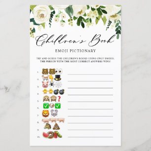 Weiße Blume Kinder buchen Emoji Pictionary Card