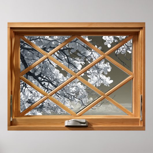 Weiße Blume (Kirschblossom) Imitate, Fake, Fenster Poster (Vorne)