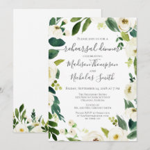 Weiße Blume Kleider Probe Abendessen Einladung