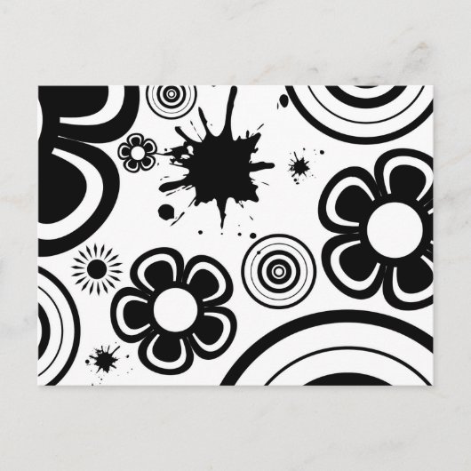 Weiße Blume, Kreise, Spritzer Postkarte (Vorderseite)