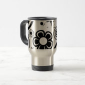 Weiße Blume, Kreise, Spritzer Reisebecher (Vorderseite Links)