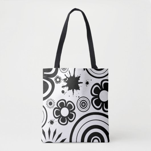 Weiße Blume, Kreise, Spritzer Tasche (Vorderseite)