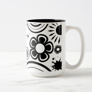 Weiße Blume, Kreise, Spritzer Zweifarbige Tasse
