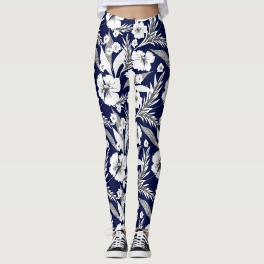 Weiße Blume Leggings (Vorderseite)