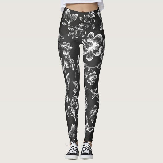 Weiße Blume Leggings