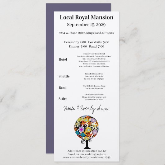 Weiße Blume Liebe Bäume Hochzeitssaison Einladung (Vorne/Hinten)