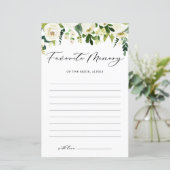 Weiße Blume Lieblingsspeicher der Bride Card (Stehend Vorderseite)