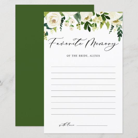 Weiße Blume Lieblingsspeicher der Bride Card (Vorne/Hinten)