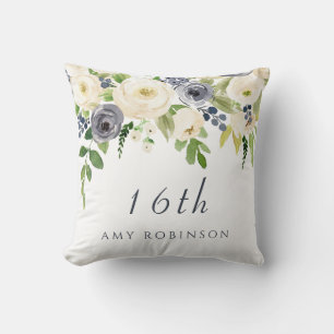 Weiße Blume Mädchen 16. Geburtstagsgeschenk Kissen