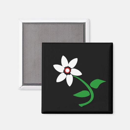 Weiße Blume Magnet (Vorderseite/Rückseite)