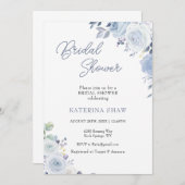 Weiße Blume Minimalistisches Aquarellfarben-Brautp Einladung (Vorne/Hinten)