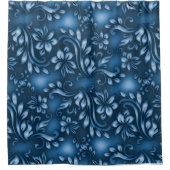 Weiße Blume mit blauem Duschvorhang (Vorderseite)