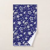 Weiße Blume mit blauem Hintergrund Badhandtuch Set (Handtuch)