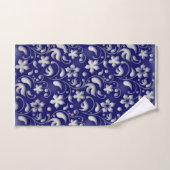 Weiße Blume mit blauem Hintergrund Badhandtuch Set (Handtuch)