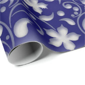 Weiße Blume mit blauem Hintergrund Geschenkpapier (Rolleneckpunkt)