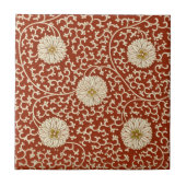 Weiße Blume mit chinesischem rotem Hintergrund ~ * Fliese (Vorderseite)