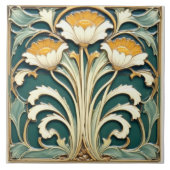 Weiße Blume mit gelben Pistien Fliese (Vorderseite)