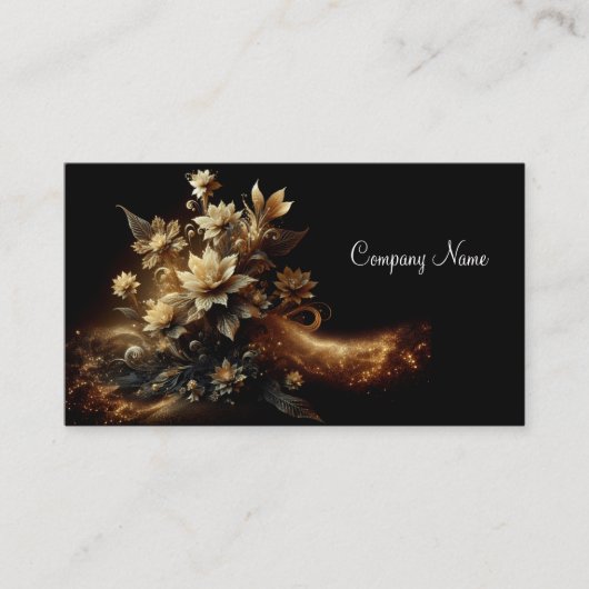 Weiße Blume mit Gold-Glitzer Visitenkarte (Vorderseite)