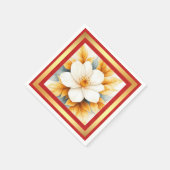 Weiße Blume mit goldenen Blättern Serviette (Ecke)