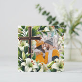 Weiße Blume mit Kreuz zu Weihnachten oder Hochzeit (Stehend Vorderseite)