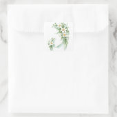 Weiße Blume mit Ribbon Quadratischer Aufkleber (Tasche)