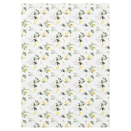 Weiße Blume, Mittelmeer, Zitrone Tischdecke (Vorderseite)