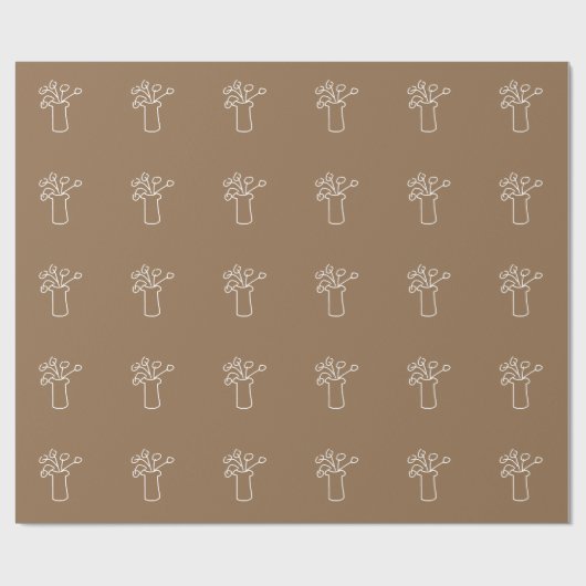 Weiße Blume Moderne Kontur Geschenkpapier (Flach)