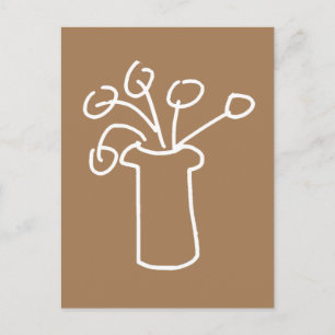 Weiße Blume Moderne Kontur Postkarte