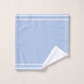 Weiße Blume, Monogramm und Streifen auf Hellblau Badhandtuch Set (Waschlappen)
