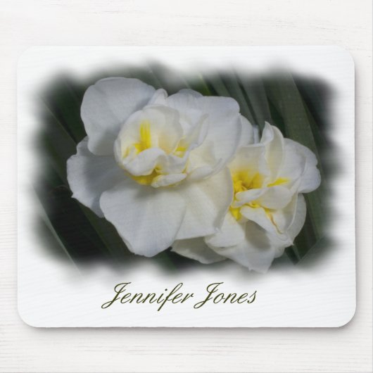 Weiße Blume Mousepad (Vorne)