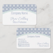 Weiße Blume Muster auf blaugepolstertem Pfeil Visitenkarte (Vorne/Hinten)