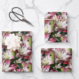 Weiße Blume Muster Natur Geschenkpapier Set
